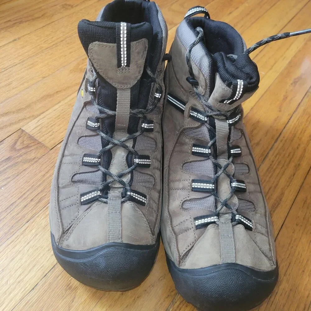 Mens 14 KEEN Targhee Mid Waterproof Brown Men's Hiking Boot Hike Work Outdoor